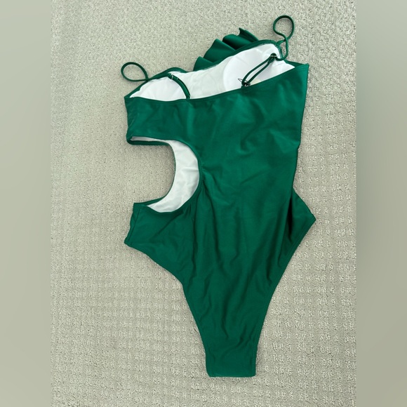 Green Ruffled One-Piece Swimsuit - Picture 2 of 4